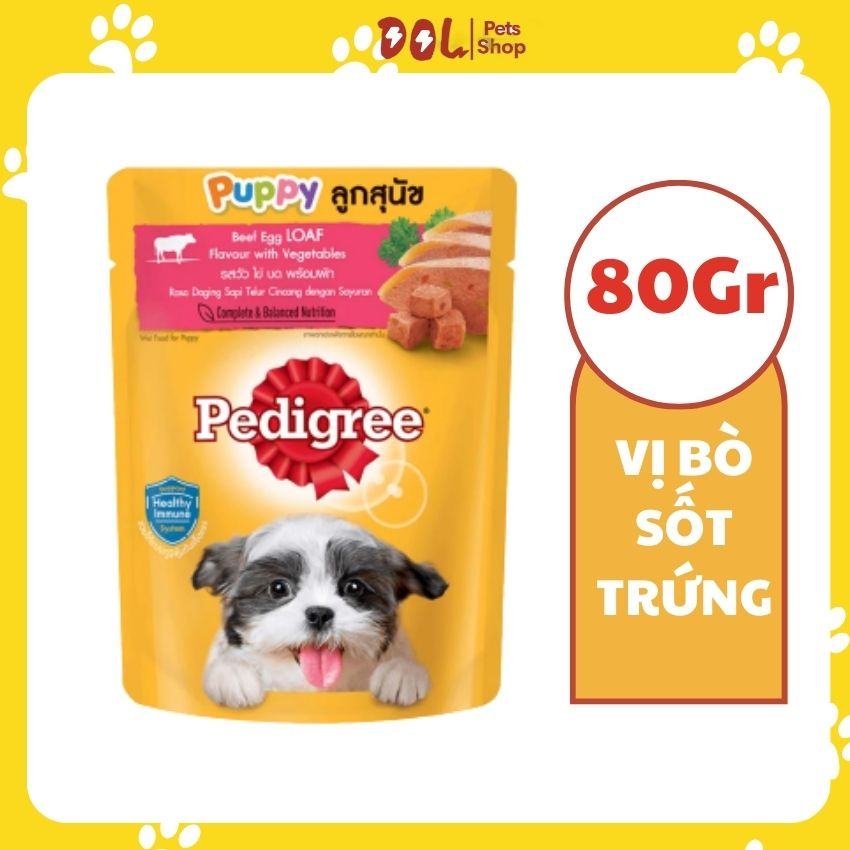 Pate Cho Chó Con PEDIGREE Vị Bò Sốt Trứng 80Gr