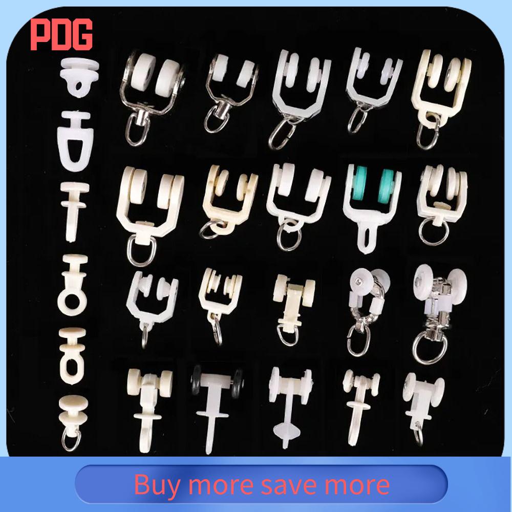 PDG 10Pcs Con lăn đường cong thẳng Thanh ray bánh xe rèm Thanh trượt vòng móc rèm cửa Đồ khí nội thất Phụ kiện rèm cửa Bền Trang trí Ròng rọc thanh rèm