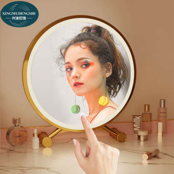 XMDS Gương trang điểm Máy tính để bàn máy tính để bàn LED Internet người nổi tiếng Fill-in ánh sáng Nhà Phòng Ngủ dresser Gương tròn với ánh sáng thông minh Gương trang điểm