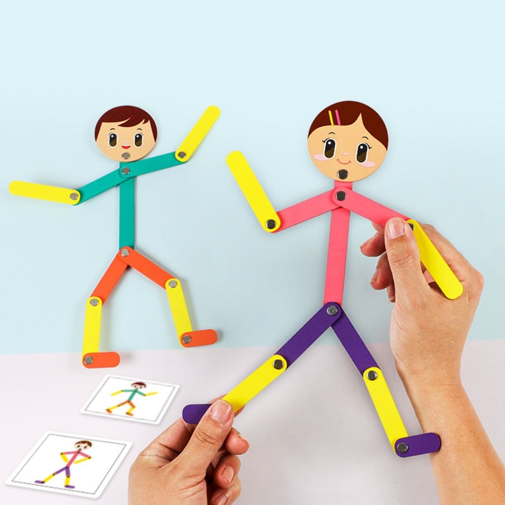 ULATIO Montessori Đồ chơi người que diêm Kết hợp thẻ Thẻ tạo tư thế Trò