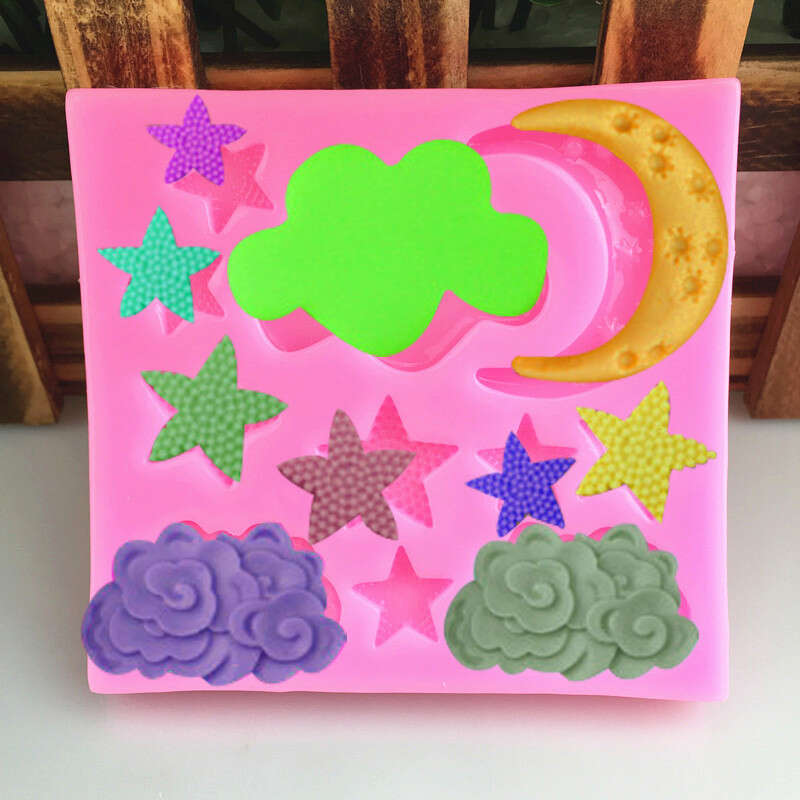Atli Store DIY Starry , Stars, Moon, White Clouds, Decorations, Baking Tools, Chocolate Molds, Cake