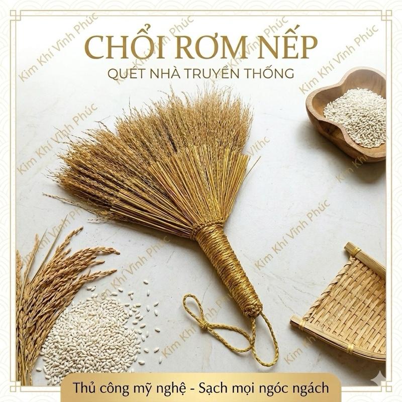 Chổi rơm nếp quét nhà sạch sẽ