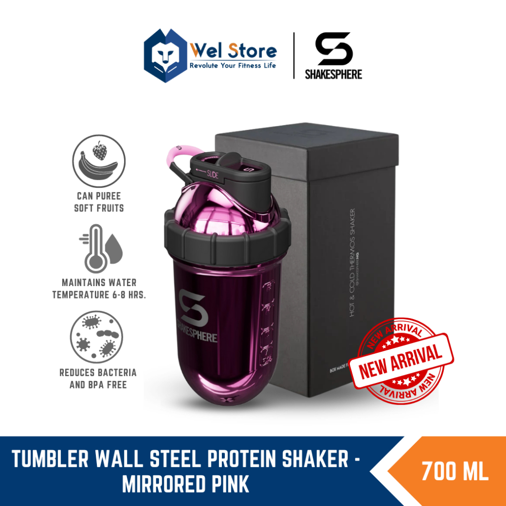 WELSTORE SHAKESPHERE TUMBLER WALL STEEL PROTEIN SHAKER - MIRRORED เเก้วเชคเวย์โปรตีน เเก้วเชคสมูทตี้ เก็บความเย็น-ร้อน ราคา 2,299 บาท*ส่งฟรี