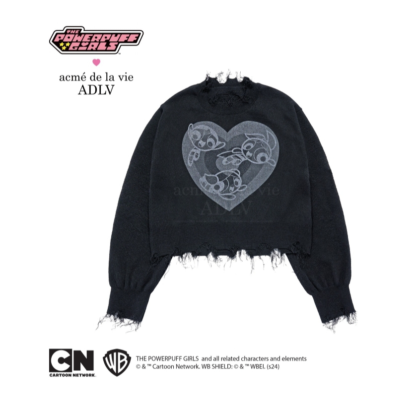 ADLV THE POWERPUFF GIRLS X ACMEDELAVIE ARTWORK DAMAGED KNIT BLACK ราคา 5,200 บาท*ส่งฟรี