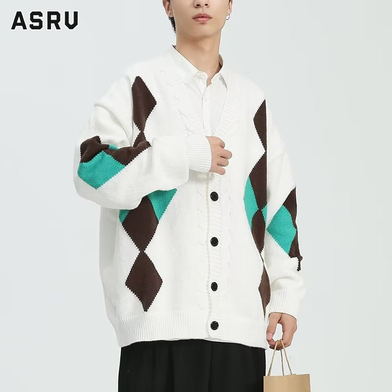 ASRV Casual contrast cardigan sweater men s color