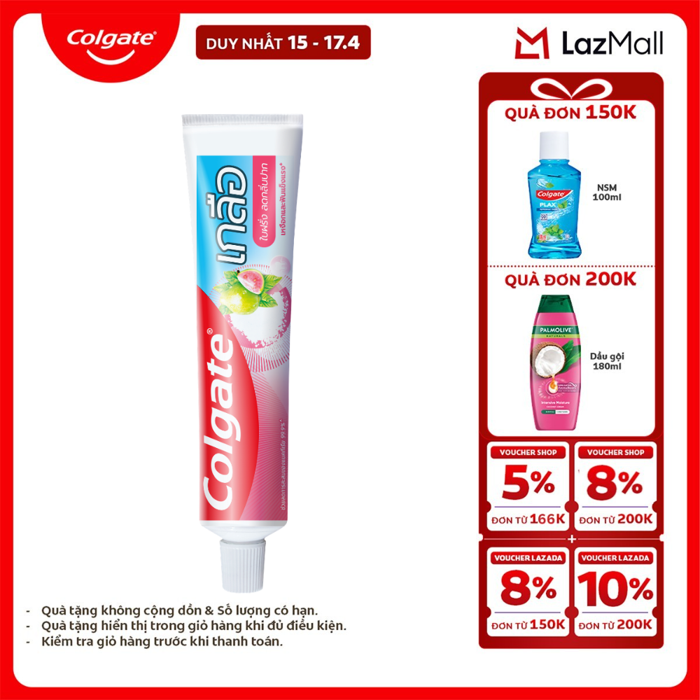 [Chỉ 15-17.4_X2 Voucher giảm đến 18%] Kem Đánh Răng Colgate Muối Lá Ổi Hồng giảm hôi miệng và vi khuẩn tích tụ 150g/ tuýp