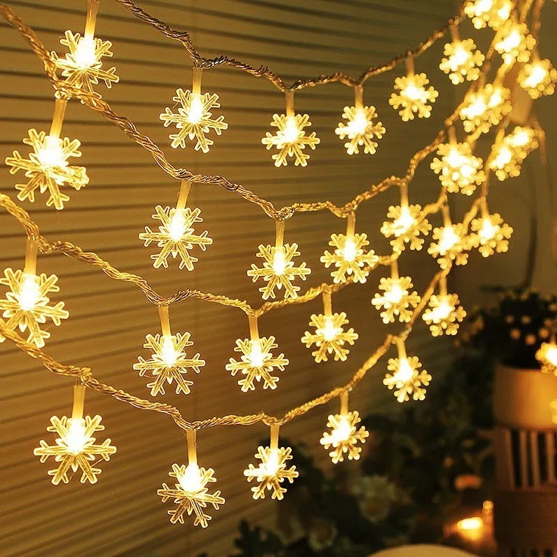 3m/1.5m Flashing Christmas Lights String Creative Snowflake Star Led Light Waterproof Christmas Party Decorative Fairy Light Xmas Eve Gift New Year Decoration