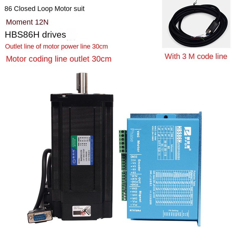 Bộ Động Cơ Bước Vòng Kín 86 Pufide - Mô-men 8.5/12N·m, Driver HBS86H/DL86, Có Phanh, Tự Động Hóa Công Nghiệp - 86 12N 3M