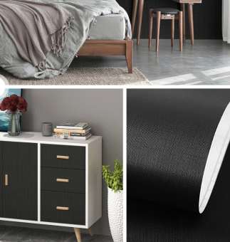 Combo Cuộn 3 Mét Dài Decal giấy dán tường TRÁNG NHÔM MÀU ĐEN NHÁM KHỔ 60CM keo sẵn