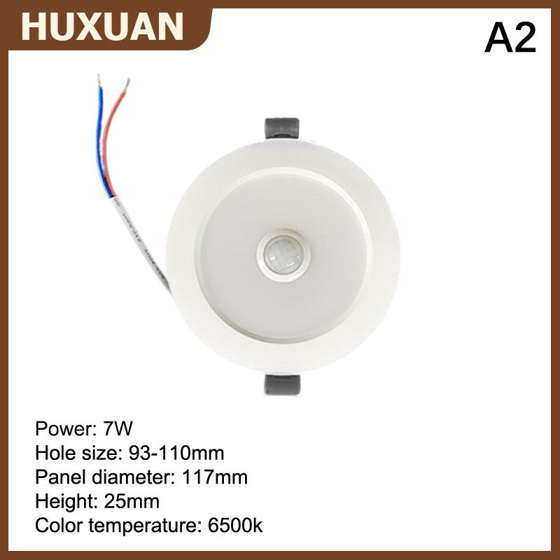 ❤❤❤Hot Sale HUXUAN Human Body Motion Sensor Spot LED Downlight Lamparas 220V Ceiling Light 5W 7W 9W Cold White Panel Light For Hallway Stair Depot
