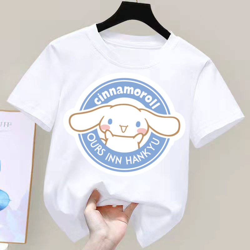 Áo phông cinnamoroll quần áo Y2K mùa hè mới ngắn tay cho trẻ em Sanrio quà tặng sinh nhật Dễ Thương 