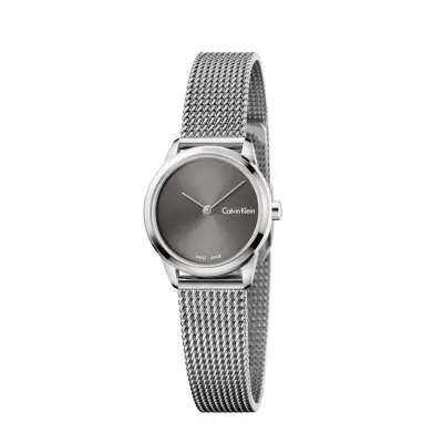 [Preorder]Calvin Klein Womens Silver Metal Mesh Bracelet Quartz Watch 23mm Black Dial K3M231Y3