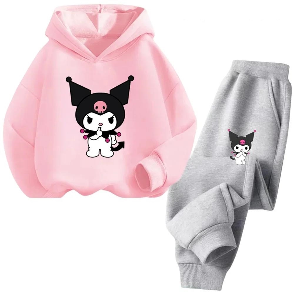 Sanrio Kuromi Kawaii Hoodie Đặt Trẻ Em Của Quần Áo bé trai bé gái trẻ em Áo Nỉ Kuromi Áo thun chui đ