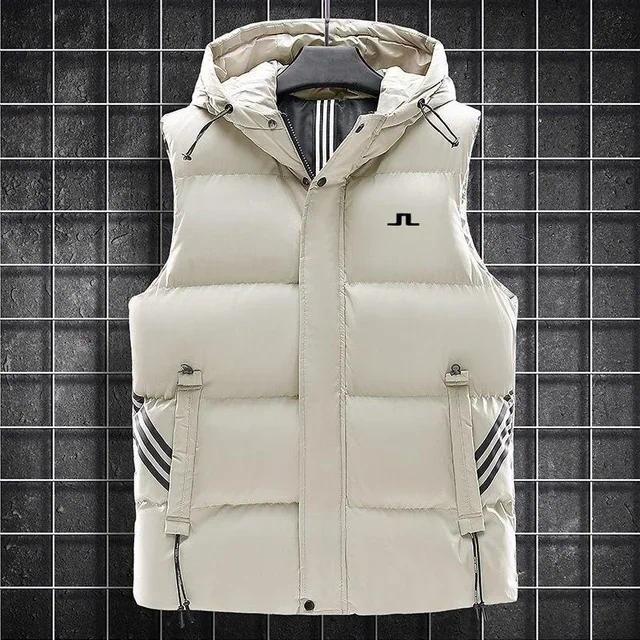 Men Golf Jacket Vest Down Cotton Windproof Warm Golf Jacket Hooded Jacket