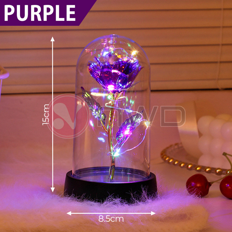 《 𝗟𝗨𝗠𝗜 𝗕𝗟𝗢𝗢𝗠 》LED Artificial Rose Dome Eternal Flower Valentine Mothers Day Gifts Ros LED 玫瑰灯 NWD