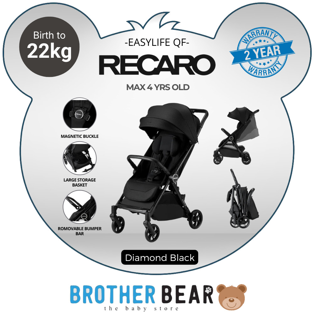 Recaro Easylife QF Stroller - Diamond Black From Birth-22kg (Max 4years) | BROTHER BEAR