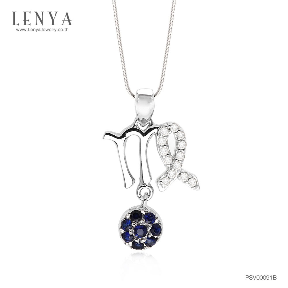 Lenya Zodiac Pendant, Sapphire Gemstone, Representative of the Virgo Zodiac, Enhances Love and Happiness. 925 Silver Body, Plated with White Gold ราคา 1,740 บาท*ส่งฟรี