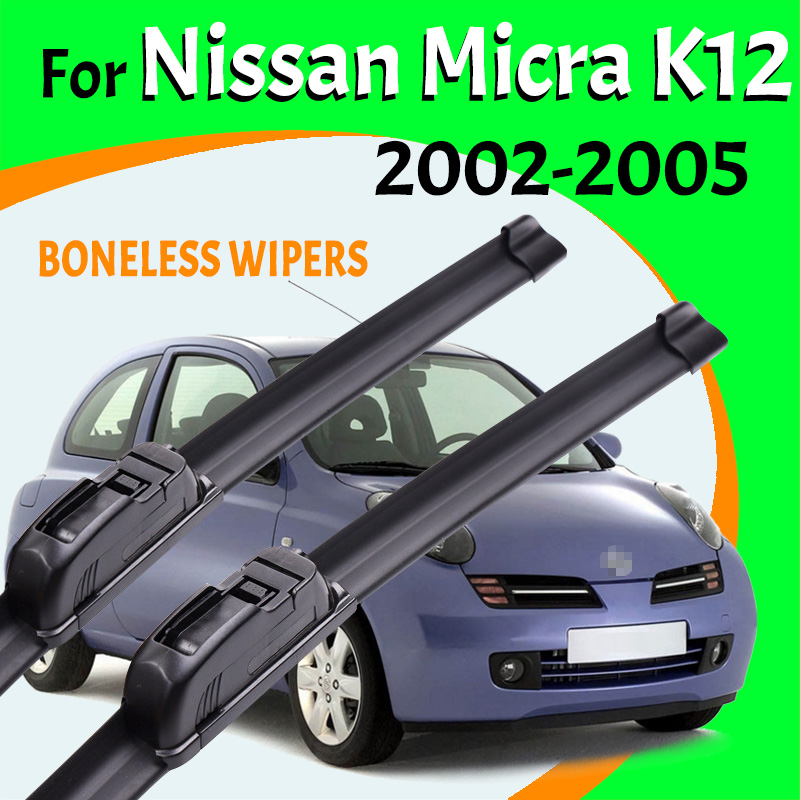 For Nissan Micra K12 2002-2005 Black Car Wiper U-type Soft Rubber Boneless Wiper HD Quiet Durable Automotive Wiper 21"+18" ราคา 232 บาท*ส่งฟรี