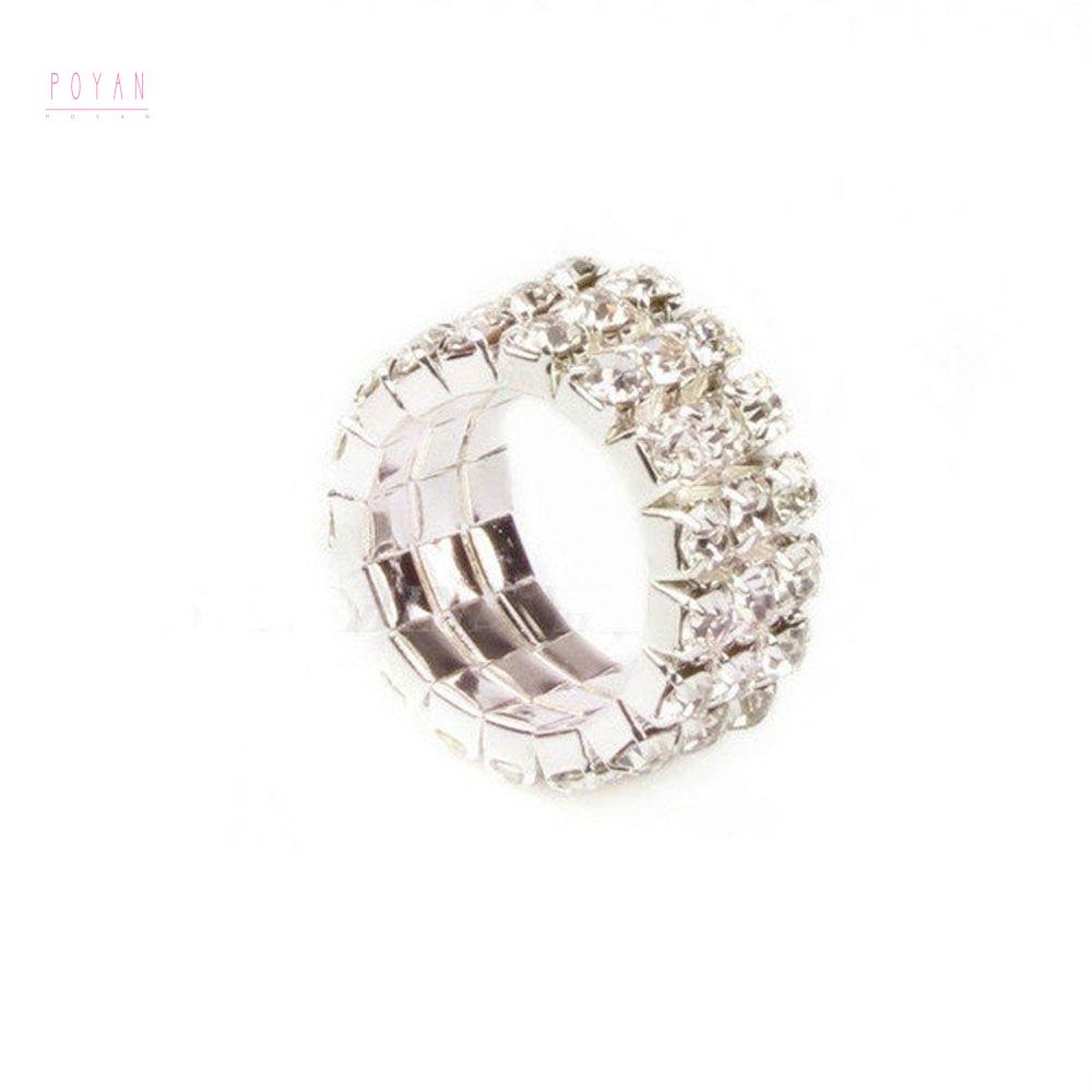 POYAN Duy nhất Cổ điển Chất lượng cao Phổ biến Quảng cáo hàng đầu Rhinestone Vòng ngón tay đàn hồi Vòng ngón chân Giai điệu 3 hàng pha lê