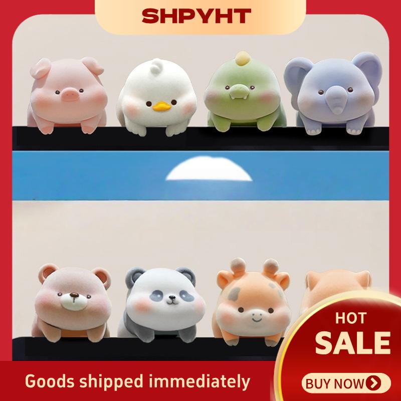 SHPYHT 1pcs Màn hình mô hình động vật voi phim hoạt hình trung tâm giao diện điều khiển búp bê đổ xô Màn hình máy tính trang trí Panda Dog bàn trang trí
