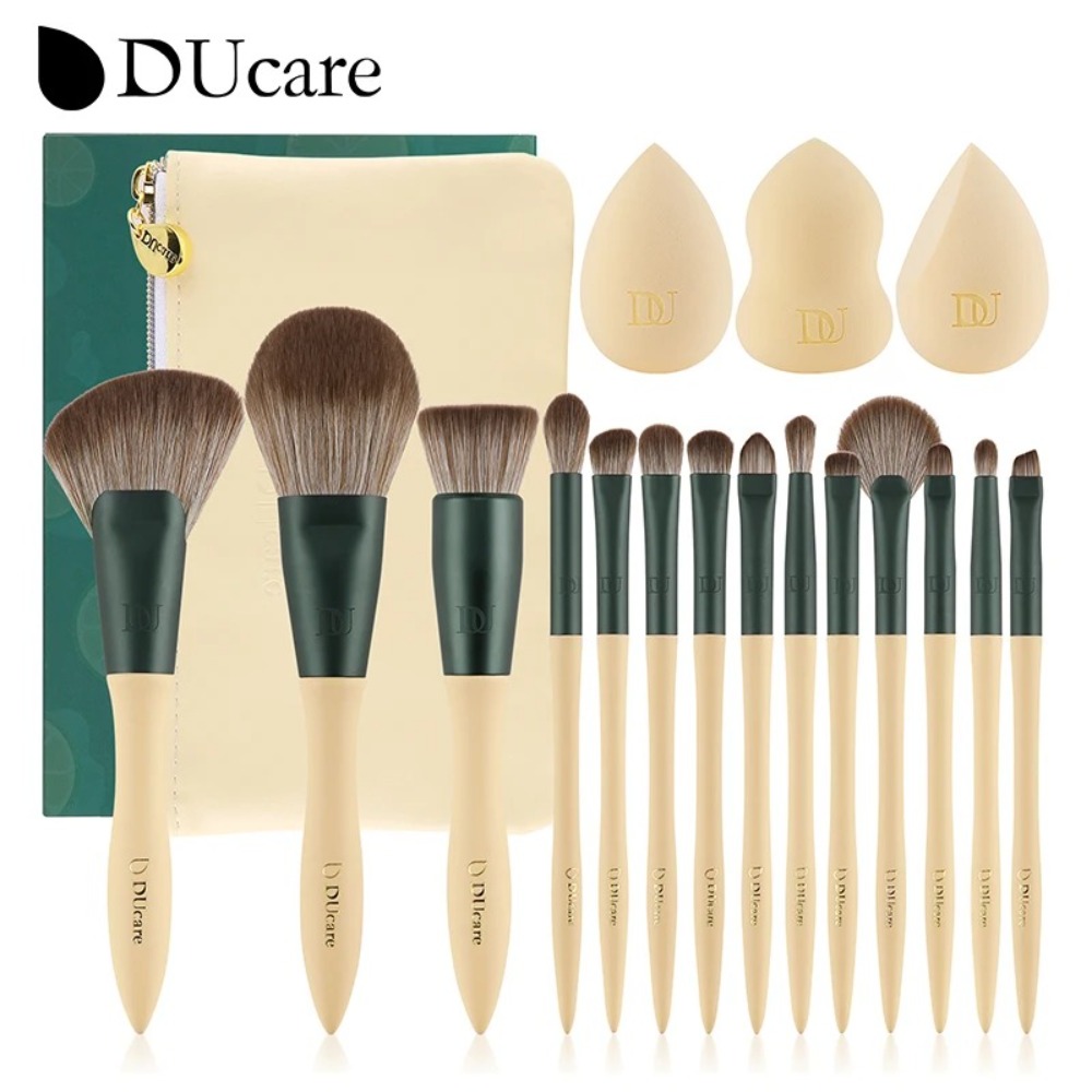  Ducare 14 cái Bộ cọ trang điểm với 3 cái trang điểm spong & Túi đựng mỹ phẩm-Lime Mojito loạt💝Quà tặng ngày lễ tình nhân💝Kem nền Kabuki chuyên nghiệp bàn chải pha trộn che khuyết điểm phấn phủ mặt và má hồng bóng mắt 【đăng trong 24 giờ & 90 ngày Dịch vụ 