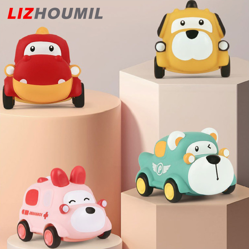 LIZHOUMIL Cartoon Baby Toy Car Soft Vinyl Inertia Pull Cars Early Educational Crawling Toys Birthday Gifts For Boys Girls ราคา 486 บาท*ส่งฟรี