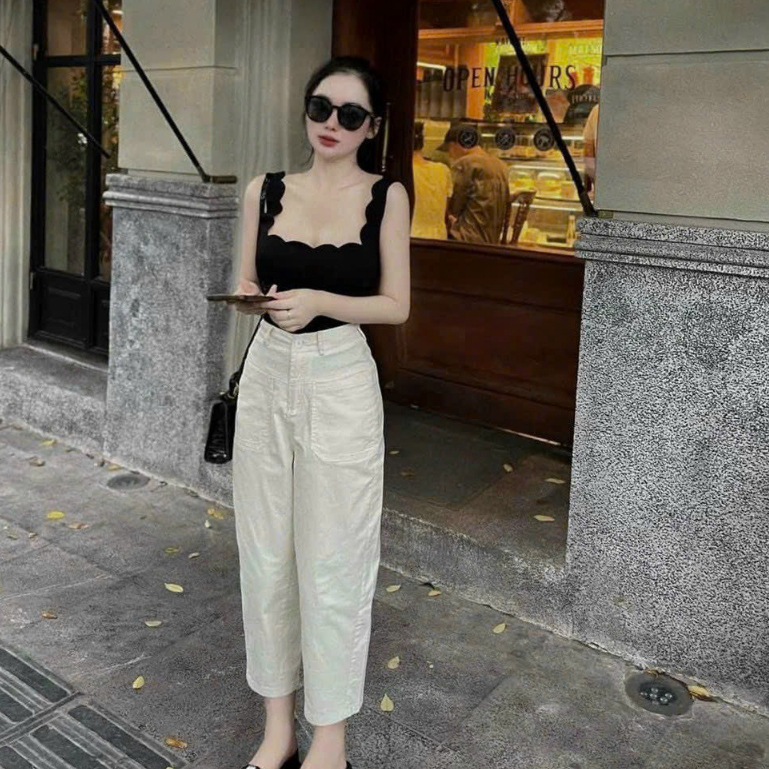 Quần thô kaki Mã 28 dáng baggy cạp khoá trước 1 cúc túi ngang