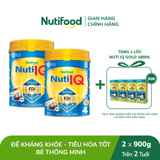 [Tặng 1 lốc Nuti IQ 180ml] Combo 2 sữa bột Nuti IQ Gold 4 (2 lon x 900g) thumbnail