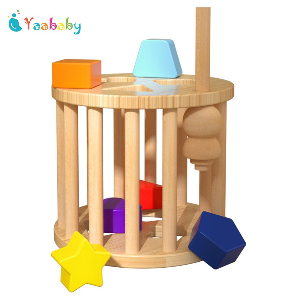 6pcs Wooden Rattle Rolling Toy Fine Motor Skills Shape Sorting Toys
