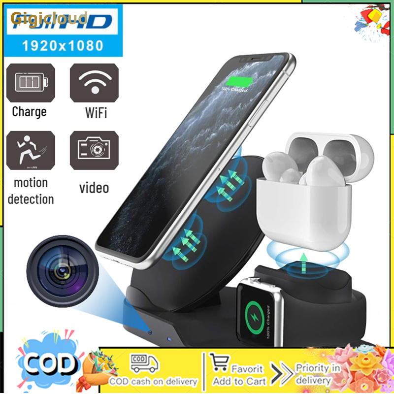 Security WiFi Camera With 3 In 1 Wireless Charging Station Motion Detection 5MP 1080P Camera For Home Security Guard ราคา 6,411 บาท*ส่งฟรี
