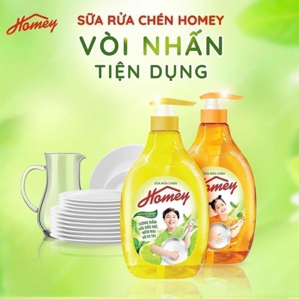 Sữa rửa chén Homey vòi nhấn tiện dụng hương chanh cam 480gr