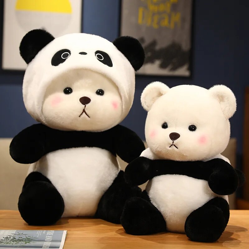 1PC 25-50cm Kawaii Little Bear in Panda Clothes Plush Toy Stuffed Animal Soft Doll Sofa Pillow Cartoon Cute Gift for Baby Room Decor