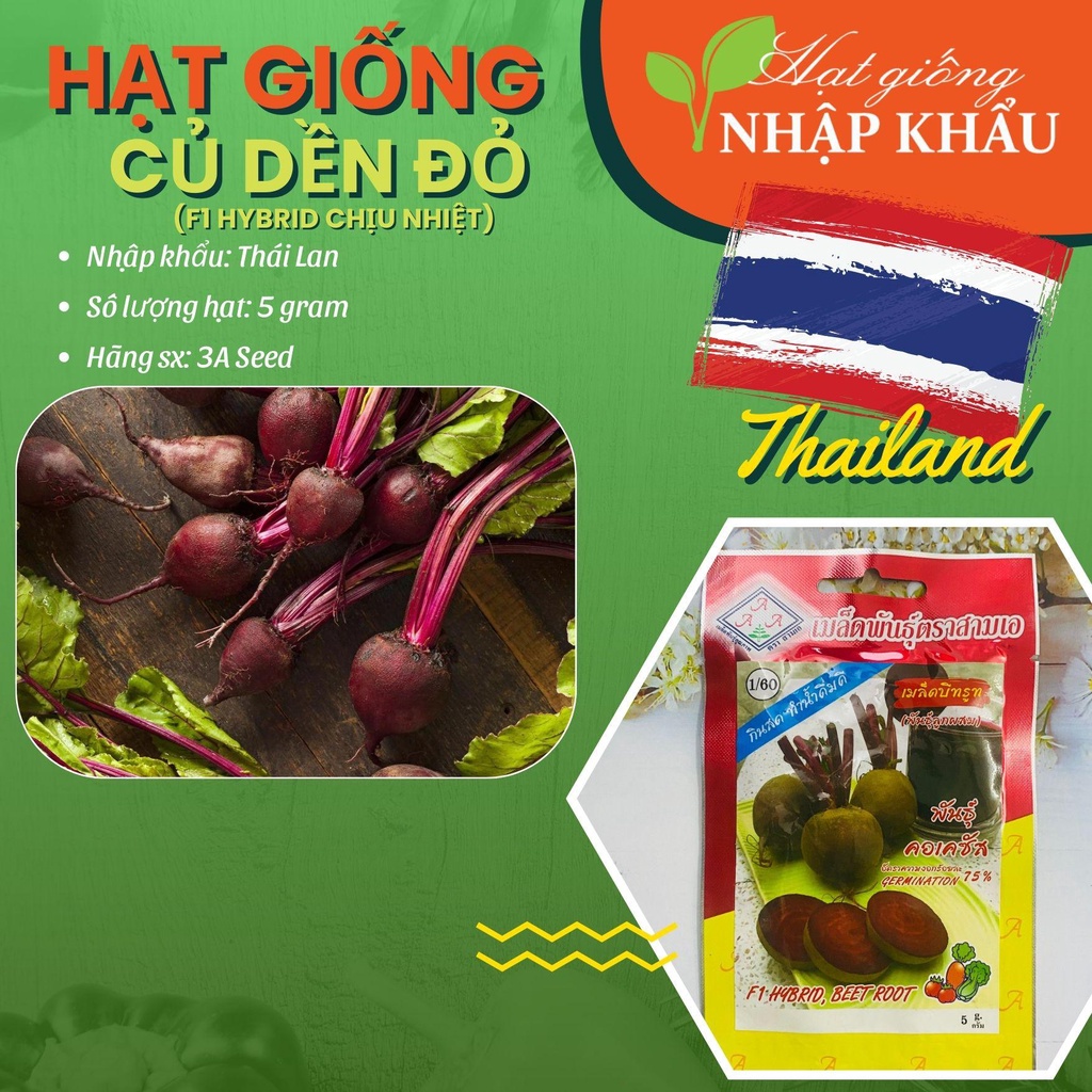 Hạt giống củ dền đỏ f1. xuất xứ: thái lan. 5 gr/gói