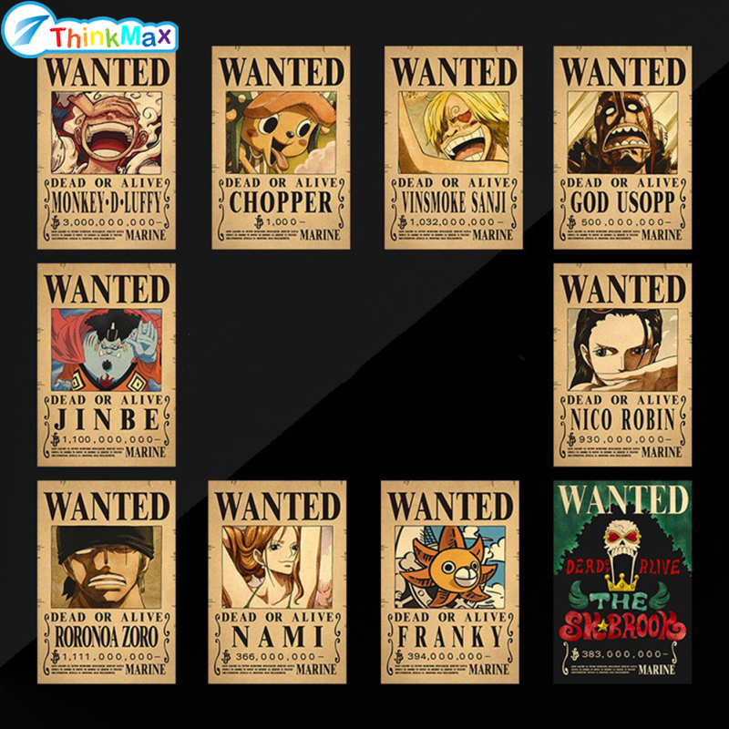 Kraft Paper Posters One Piece Luffy 1.5 Billion Bounty Wanted Posters