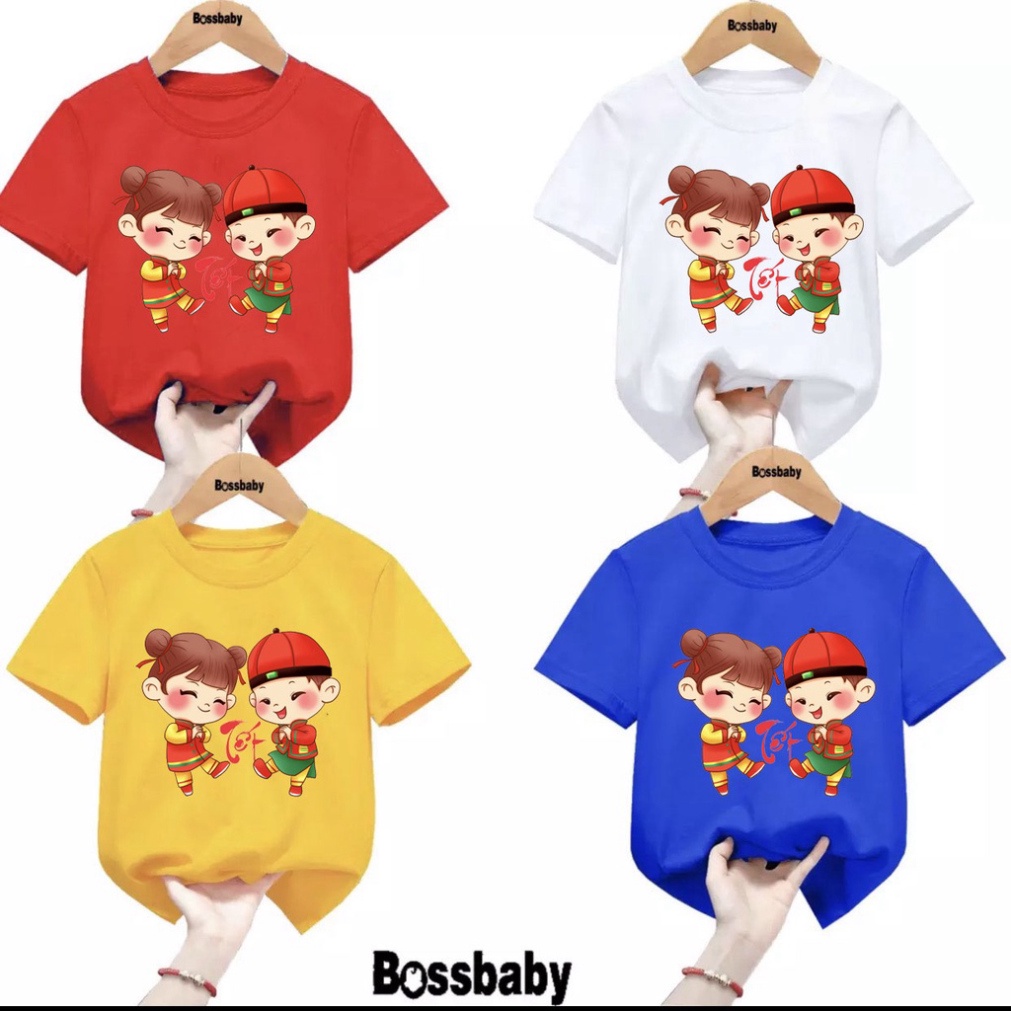 Set 4 Áo thun tết cho bé hình bé trai bé gái chúc tết ,áo cho bé từ 6kg-30kg.AT02.