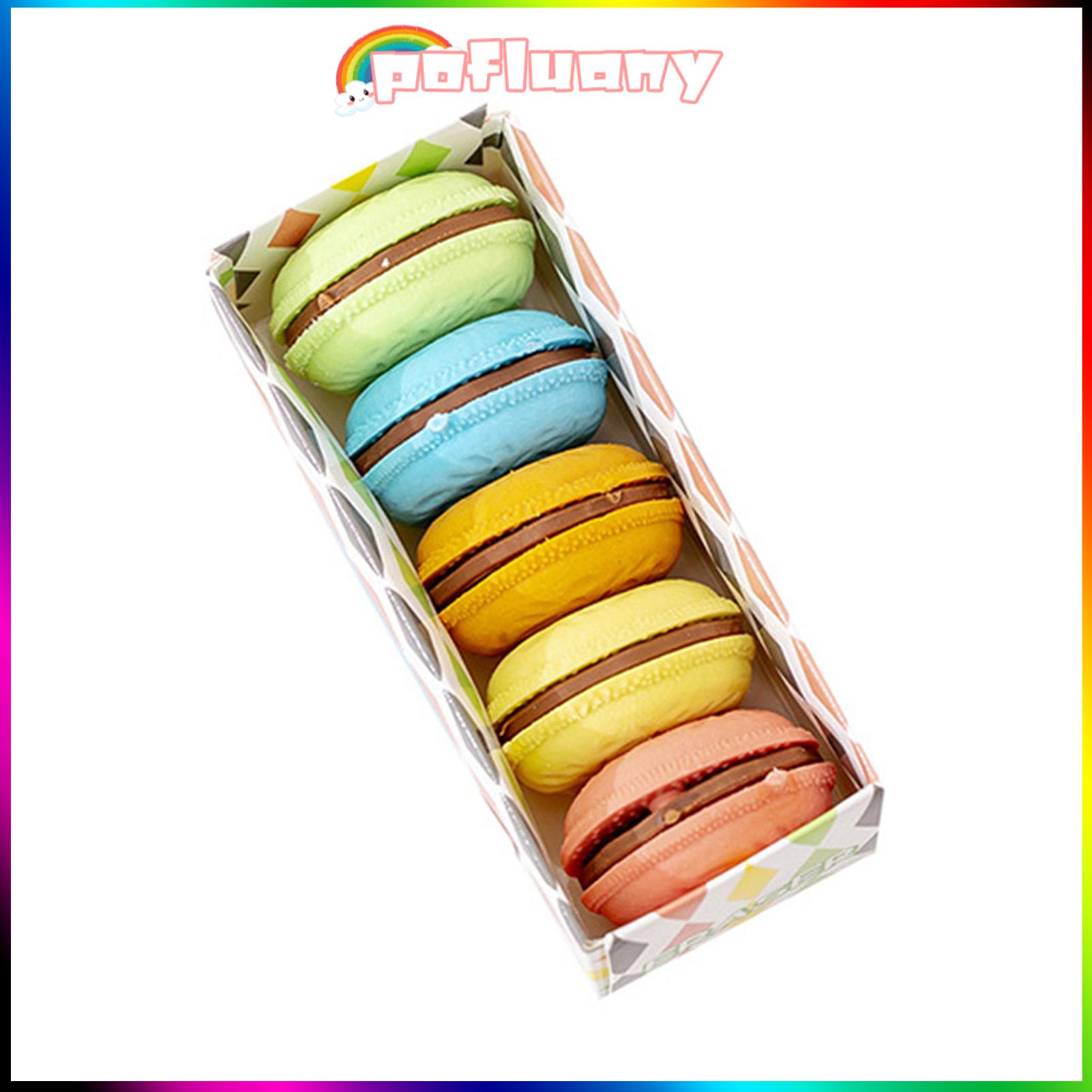 Hygienic Pencil Case Eraser Low Debris Rubber Eraser 5 Pcs Macaron Cookie Eraser Set – Cute Colorful Pastel Soft Rubber Erasers for Kids Students School Supplies Classroom Prizes Fun Creative ราคา 48 บาท*ส่งฟรี