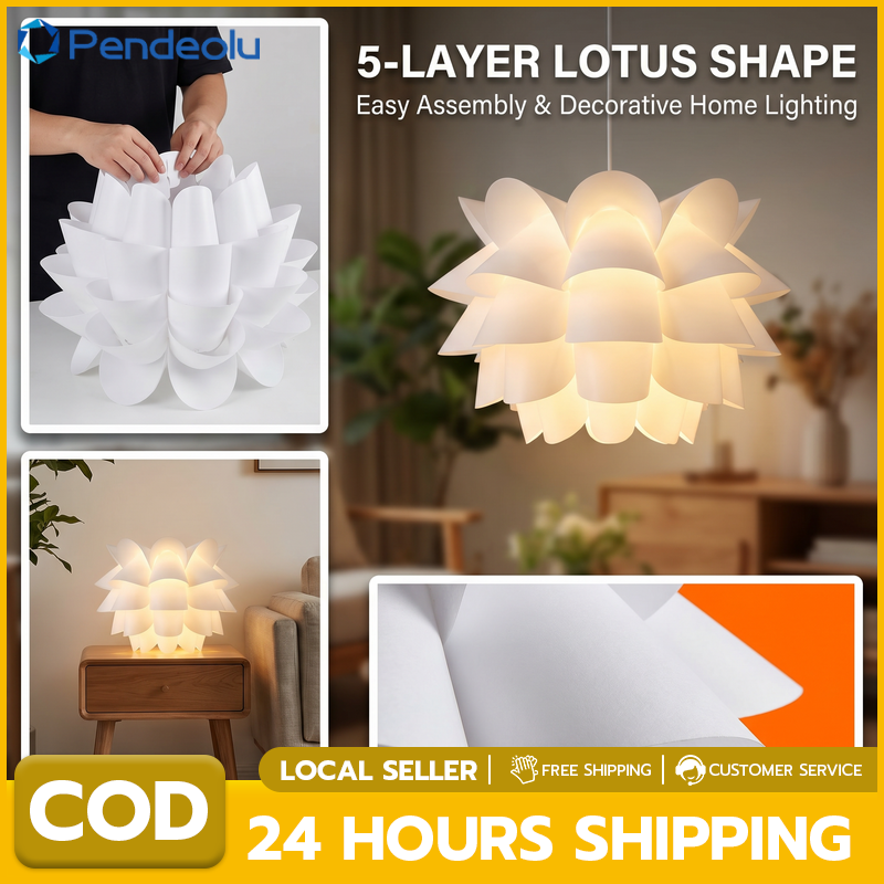 [Fast Delivery] 5-Layer Lotus Lampshade Red Floral Pattern Pendant Light Cover - Decorative Ceiling Fixture for Living Room Bedroom