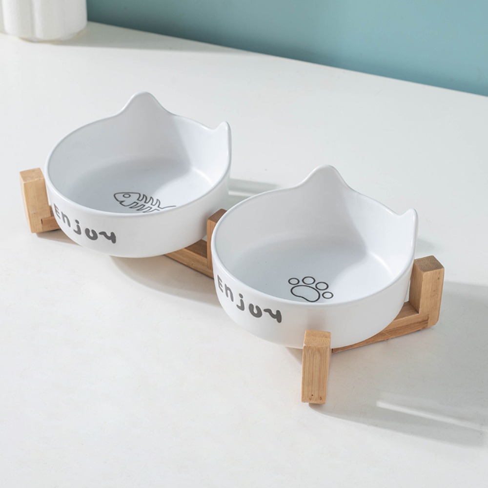 FINITIVE 1/2Pcs Set Gốm Bát cho mèo Thiết kế xẻ Chống trượt Bát cho chó nhỏ Chất lượng cao Nâng cao Máy cấp nước Đồ dùng cho chó mèo nhỏ - 9