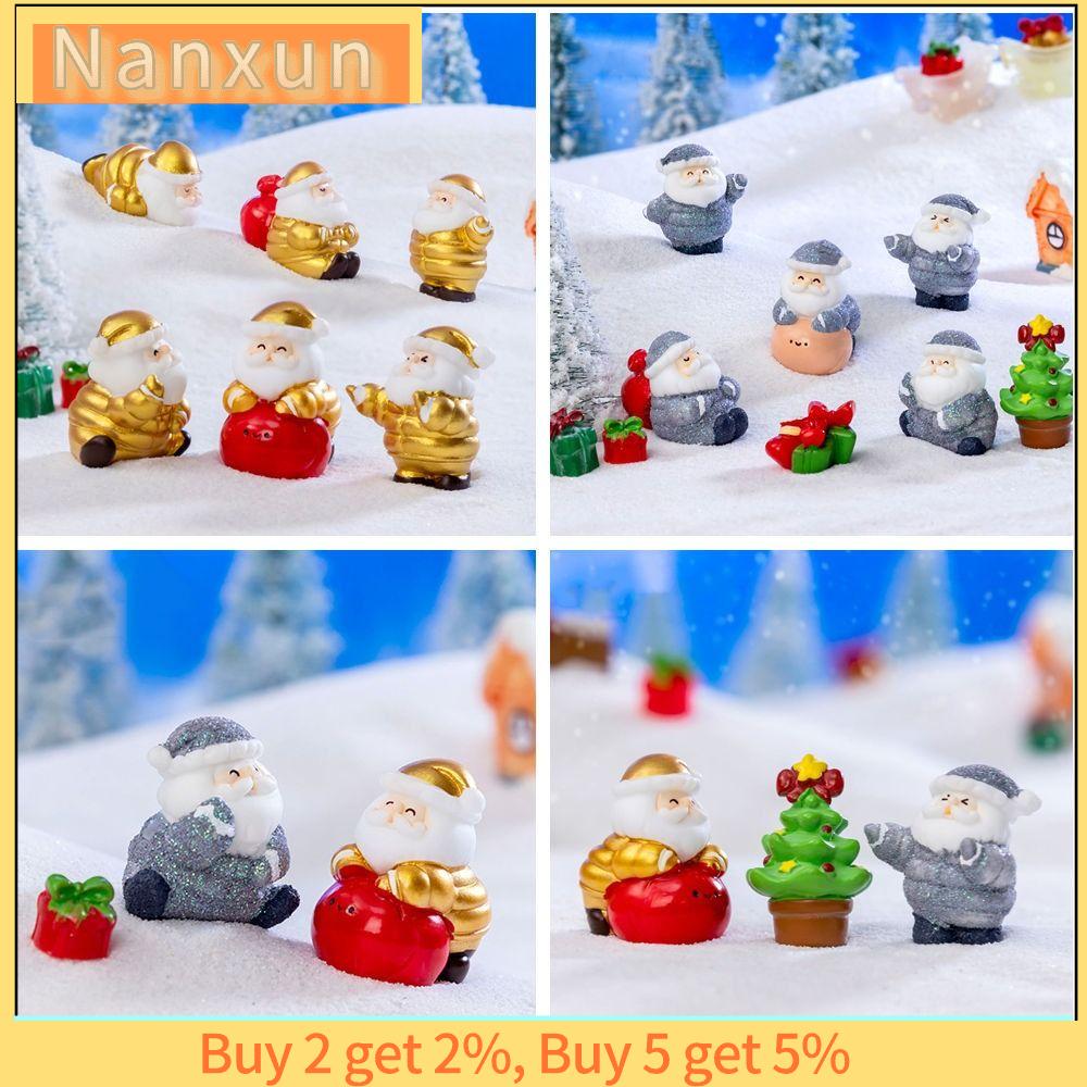 NWSJ Nhựa Bức tượng giáng sinh Vàng bạc Phụ kiện Ông già Noel thu nhỏ Sáng Tạo Khu Vườn Cổ Tích Tượng ông già Noel hoạt hình Đồ dùng cho bữa tiệc
