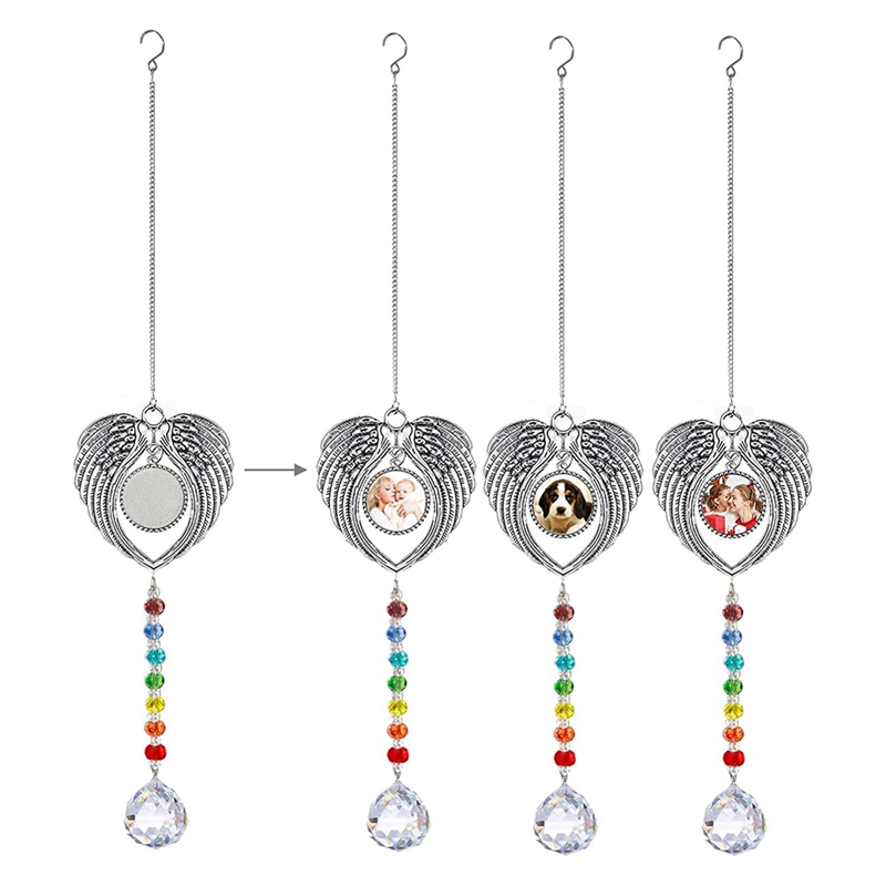 Colorful Crystal Ball to Commemorate the Loss of Loved , Archangel Heat Transfer Pendant, Car Pendant