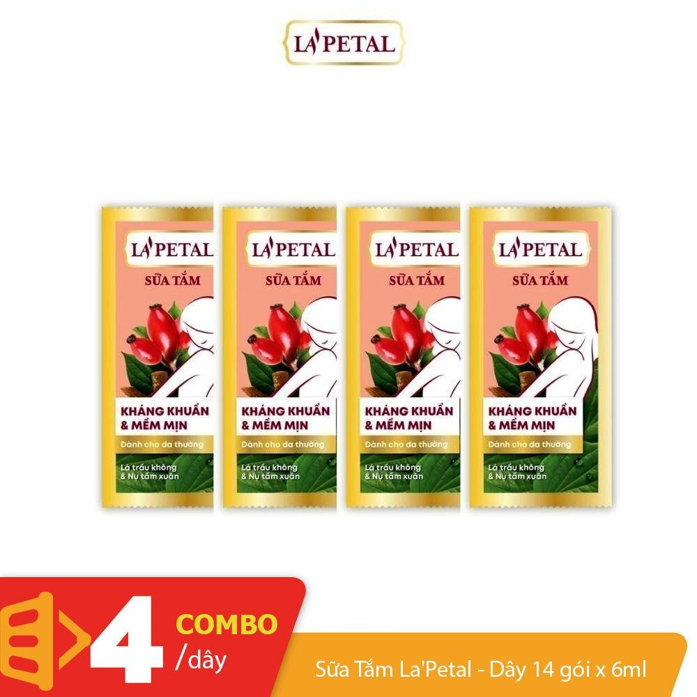 Combo 4 dây 14 gói 6ml sữa tắm Lapetal dành cho da thường da dầu và mụn