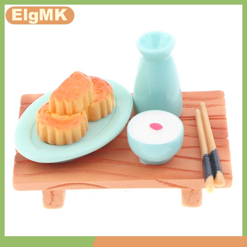 ElgMK Đồ trang trí nhỏ cảnh quan nhỏ đồ trang trí lễ hội trung thu hình thỏ bánh trung thu