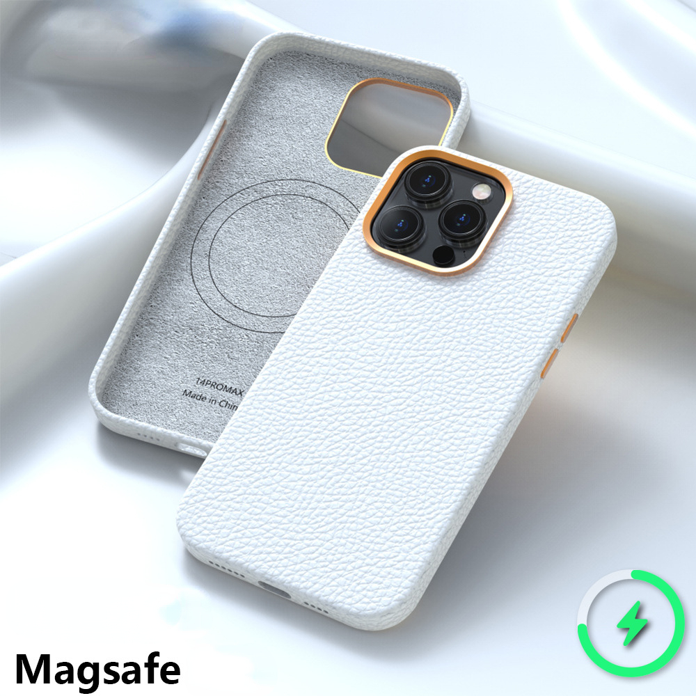 Cho Apple iPhone 15 Pro Max 14 Pro Max 12 13 Pro Max 14 15 Cộng Với da thật Magsafe Không Dây Sạc vỏ điện thoại phòng ngừa té ngã Ốp điện thoại