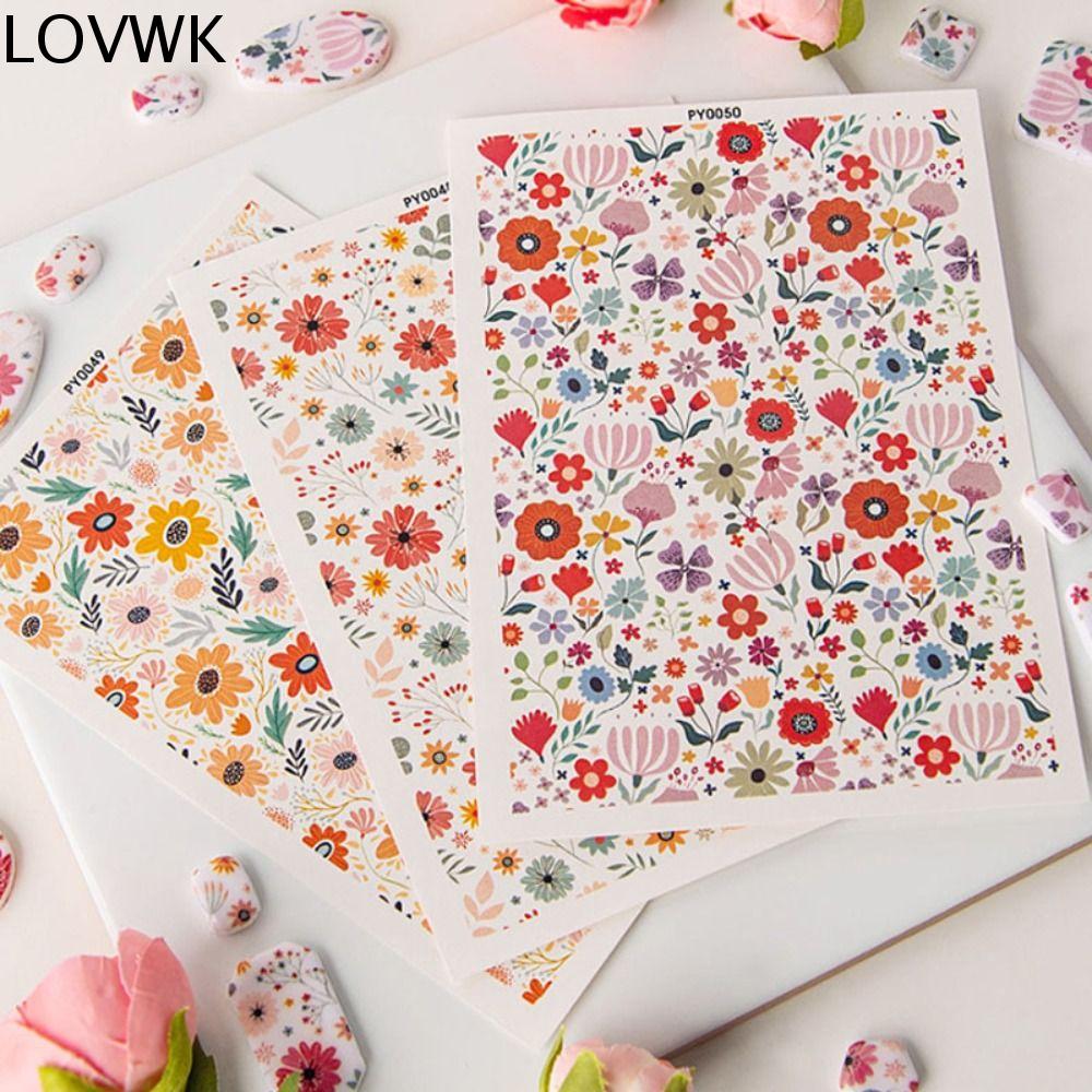 LOVWK Dùng một lần Giấy chuyển sơn gốm Họa tiết hoa Hòa tan trong nước Dụng cụ làm gốm Tranh Màu Nước Miếng dán gốm Đất Sét Polymer