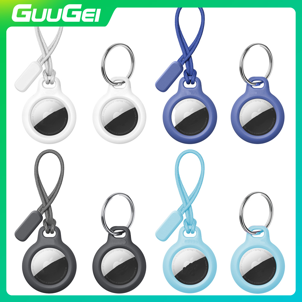 GUUGEI Secure Holder with Strap for IOS Air--tag Case Protective Cover Bumper Tracker Accessories Anti-scratch Keychain Air Tag Case ราคา 49 บาท*ส่งฟรี