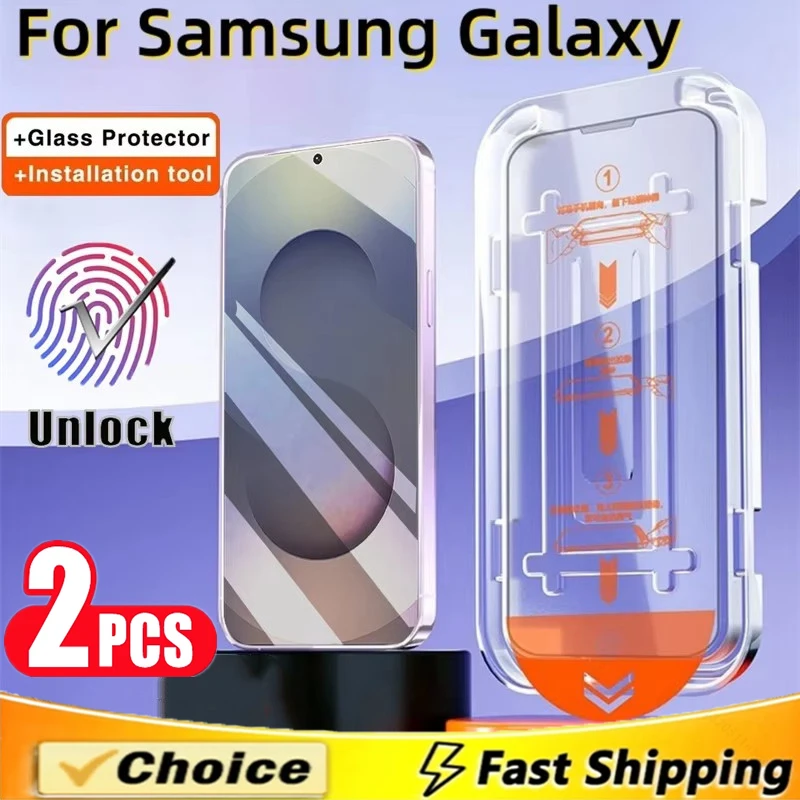 【Delivery】 2Pcs Oleophobic Coating Tempered Glass for Samsung Galaxy S25 S21 S22 S23 S24 Ultra Plus 