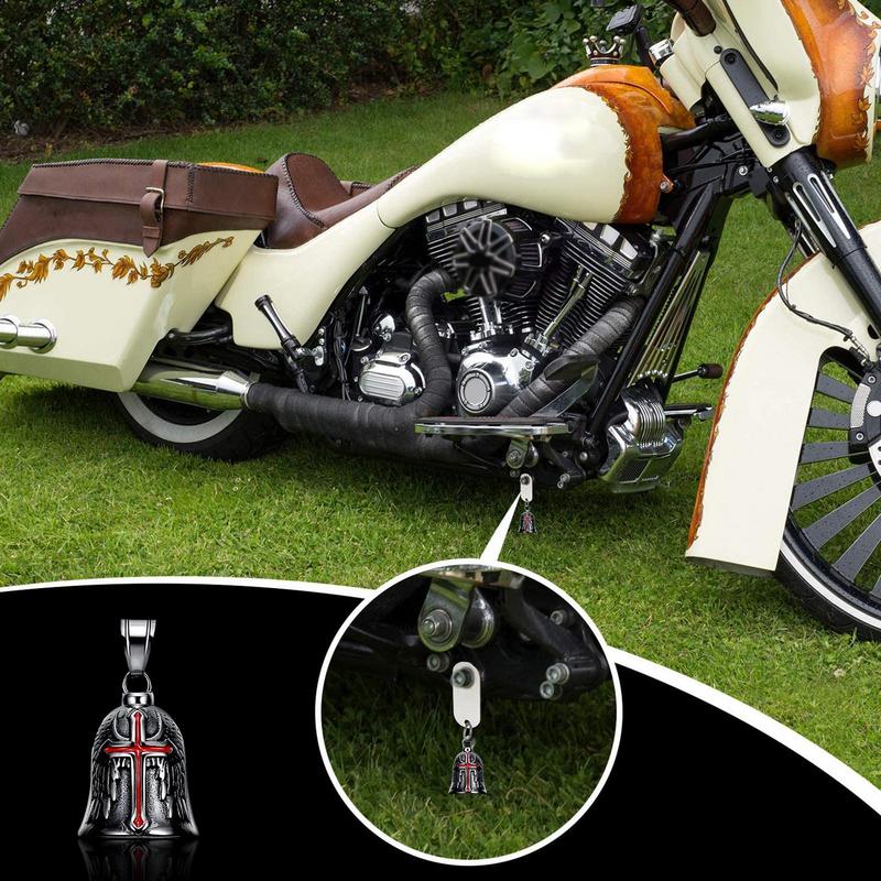 Ưu đãi đặc biệt phong cách retro punk nam chéo chuông may mắn cánh thiên thần chuông hiệp sĩ Mặt dây chuyền kim loại lái mô-tô Phụ Kiện Chuông Guardian