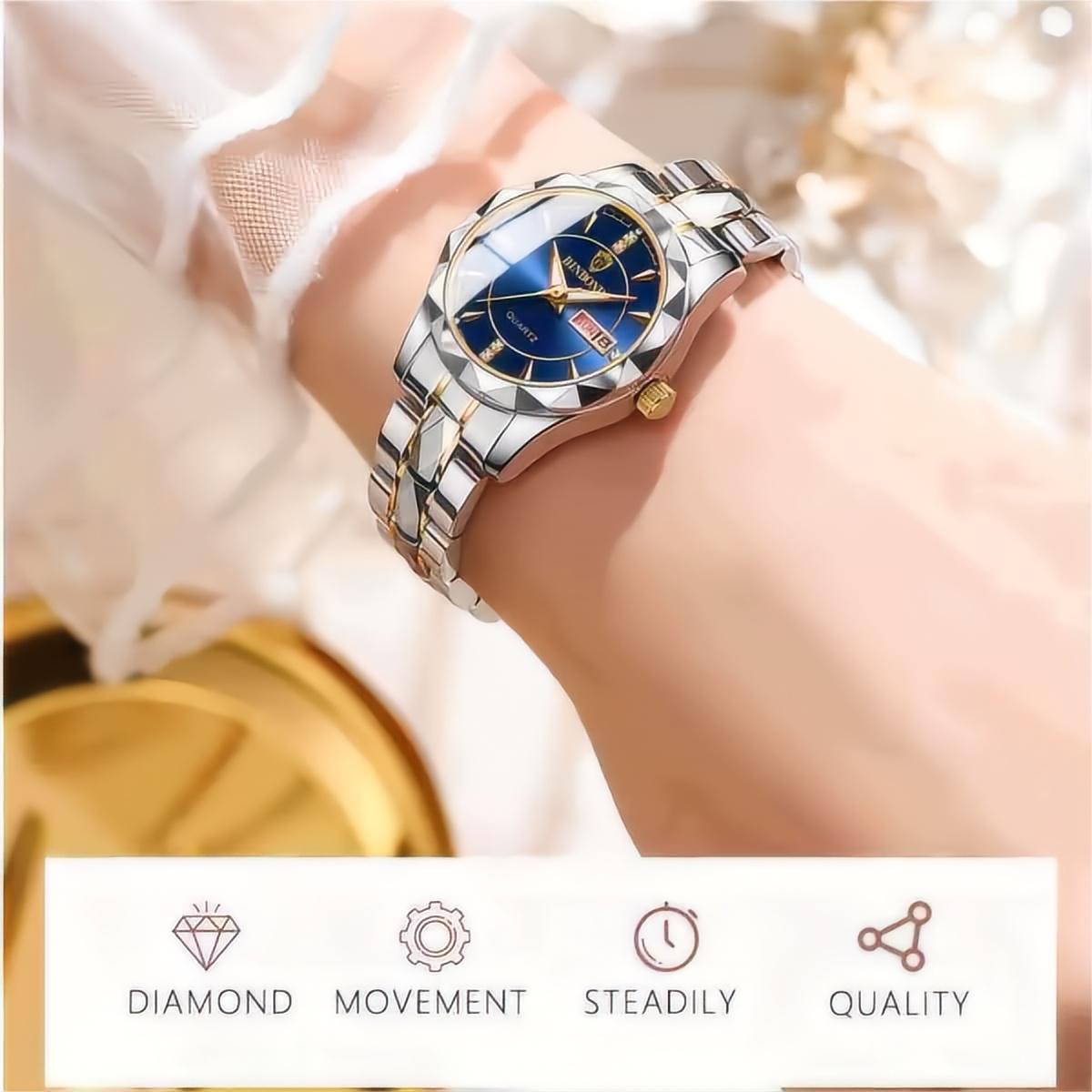 Đồng hồ vàng Cho Phụ Nữ Thương Hiệu Hàng Đầu bằng thép không gỉ sang trọng Dây Đeo Ngày Tuần Đồng Hồ Đồng Hồ Reloj Hombre