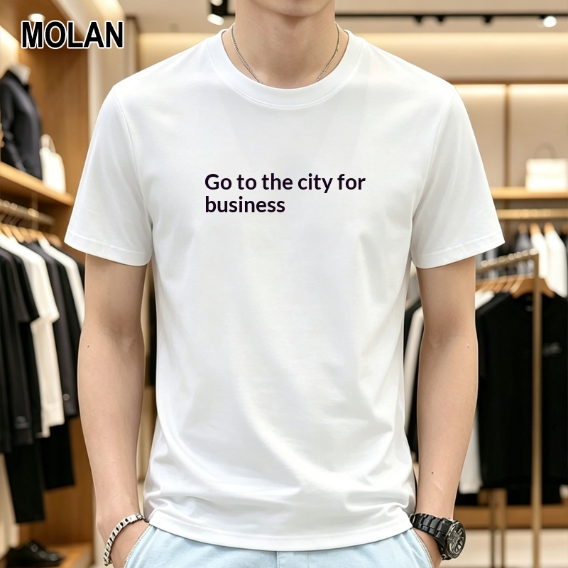 2026 New Simple Printed Men's Short Sleeve T-Shirt Spring Summer Casual Trendy Top