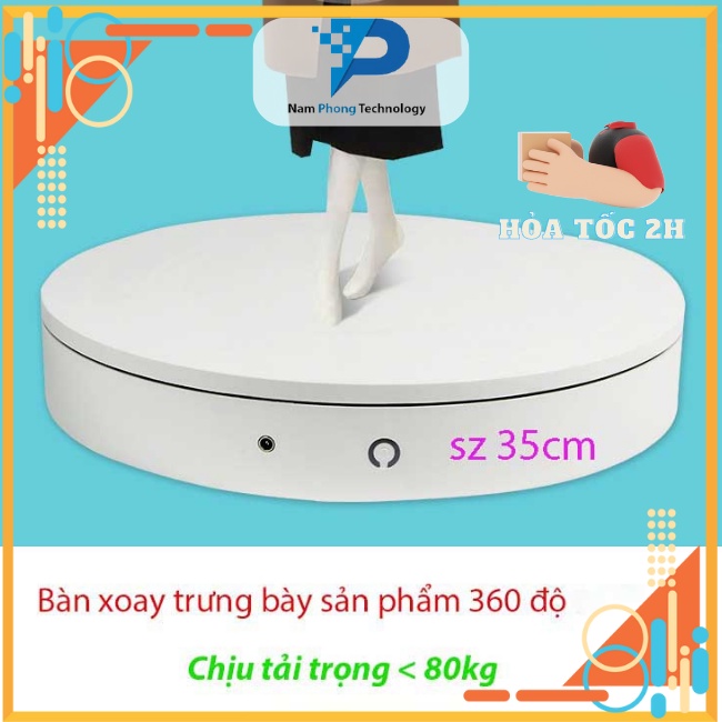 Bàn Xoay Trưng Bày Sản Phẩm DHA - Đế Xoay Chụp Ảnh Mô Hình, Phụ Kiện 360* Sz 35Cm - Chịu Tải  80Kg - NAMPHONGTECHNOLOGY